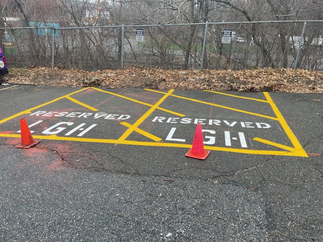 Commercial Parking Lot Striping in Lawrence, MA.