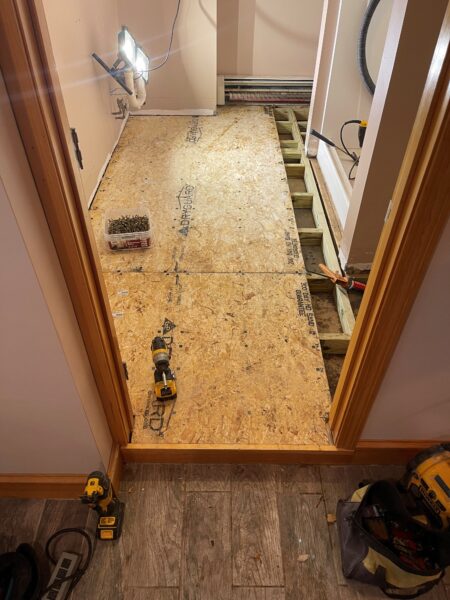 Bathroom and Flooring installation in Merrimack, MA.

