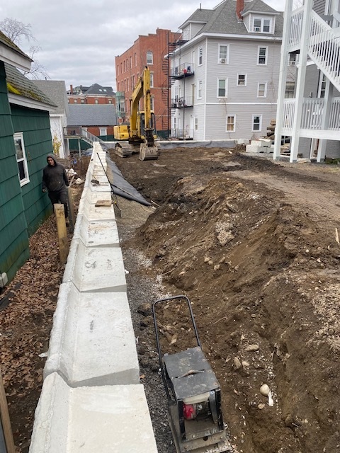 Retaining Wall Installation in Haverhill, MA.
