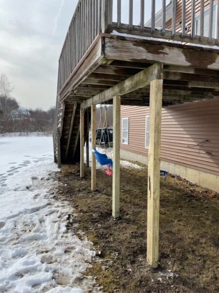 For this job in Haverhill, MA, Northeast Contracting Solutions replaced the old, rotted posts for this residential deck.

