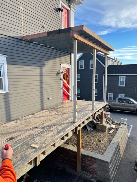 Multi-level deck with stairs built in Haverhill, MA.