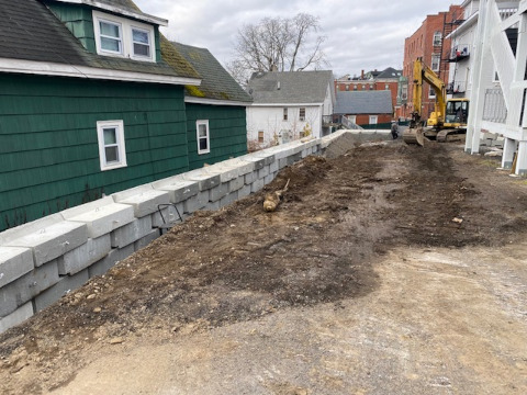 Retaining Wall Installation in Haverhill, MA.
