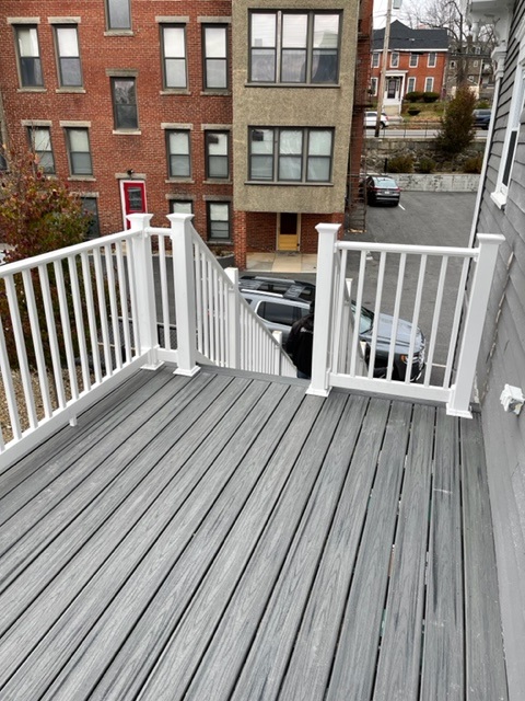 Multi-level deck with stairs built in Haverhill, MA.