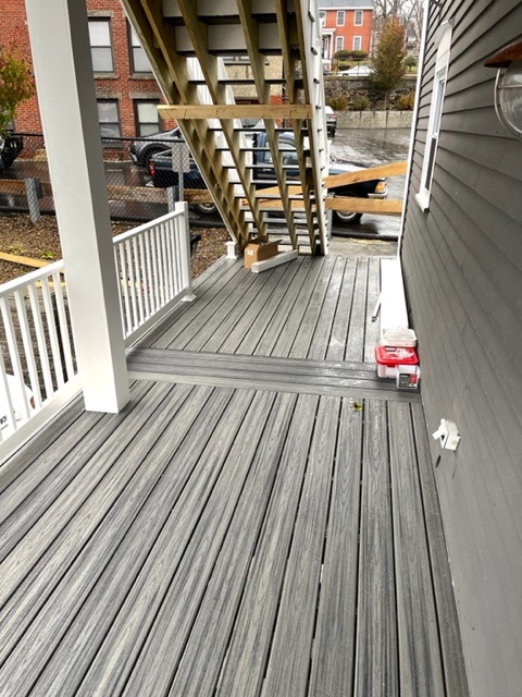 Multi-level deck with stairs built in Haverhill, MA.