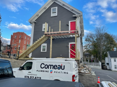 Multi-level deck with stairs built in Haverhill, MA.