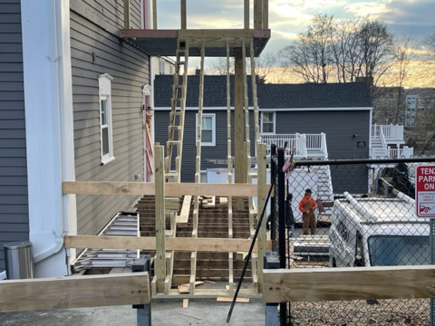 Multi-level deck with stairs built in Haverhill, MA.